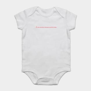 See why fact-checkers say this is false - Instagram Warning Label Message Funny Meme Baby Bodysuit